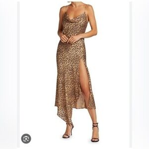 Alice + Olivia
Harmony Leopard-Print Satin Asymmetric Slip Dress Size 0